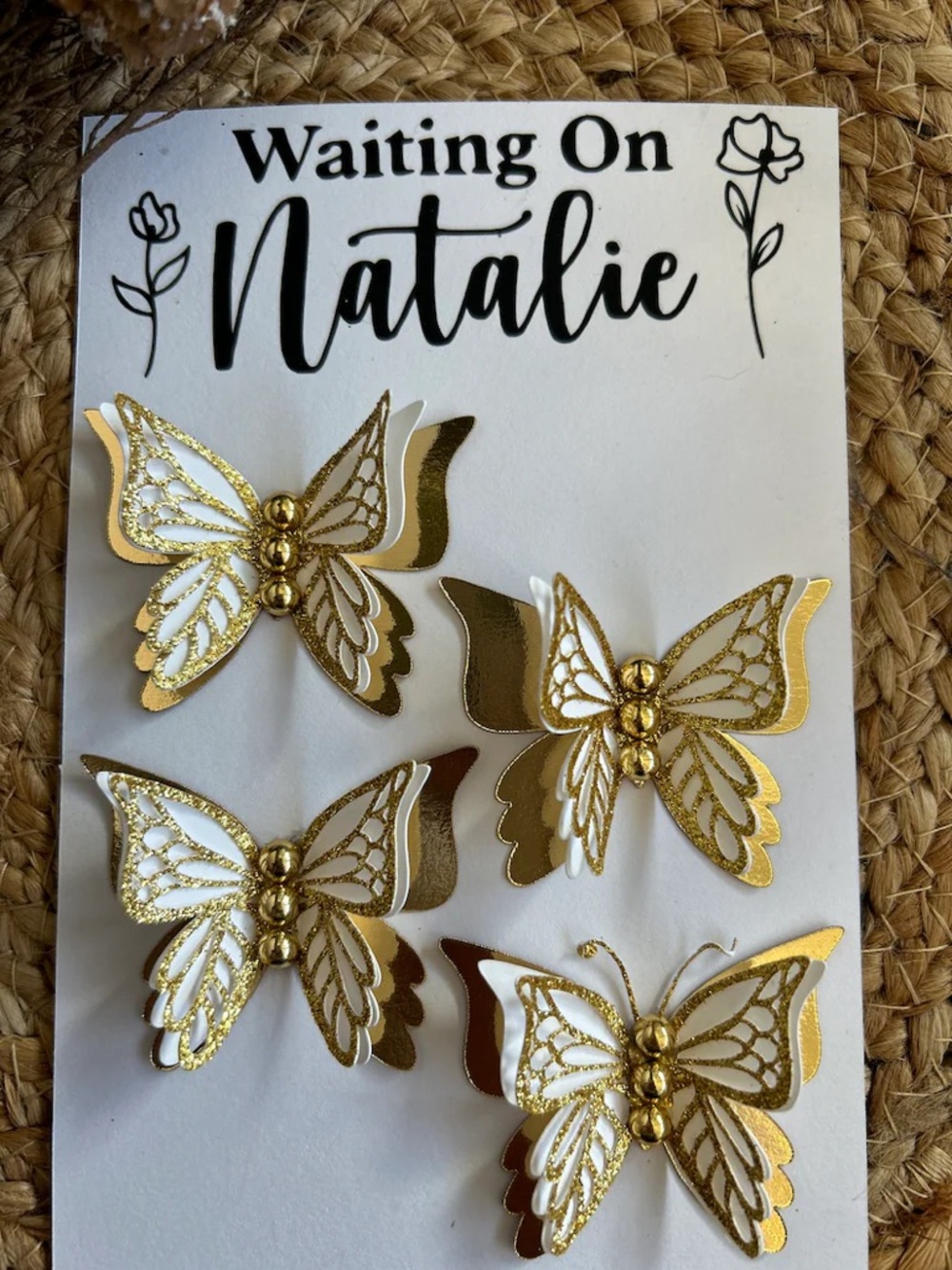 Gold and White Butterfly Decor Set